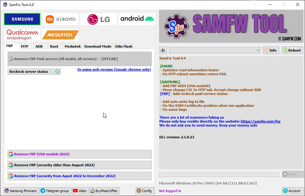 SamFw FRP Tool V4.9 Rebirth Version Free Download